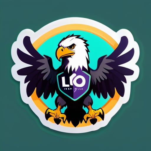 創建一個帶有老鷹的動畫工作室標誌，工作室名稱是ILO sticker