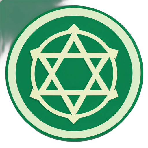 sceau magique, unicursal, hexagramme unicursal, sortilège, sacré, secret, vert, sticker