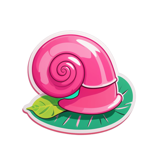 粉色蜗牛在叶子上滑行 sticker