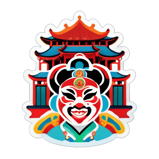 ópera de Pekín con el Templo del Cielo sticker