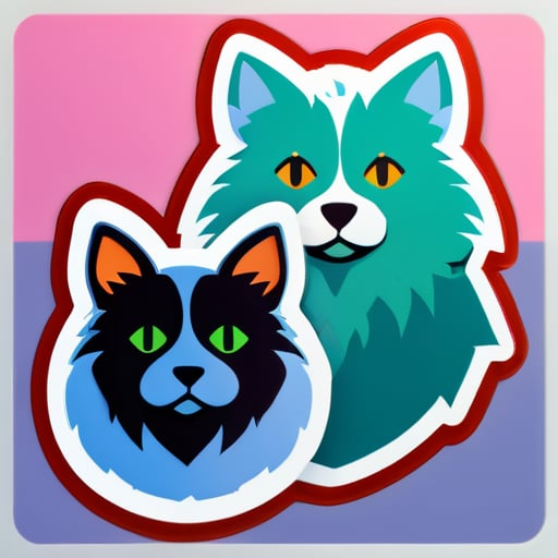 a dog and cat sticker