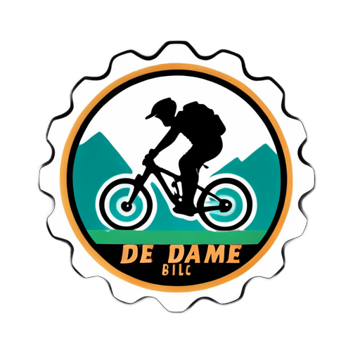 un logo con la palabra 'de charme' sobre bicicleta de montaña para un club de descenso sticker