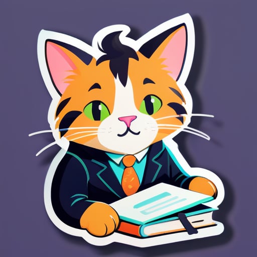 a cat that can't handle doing all the boring assignments from college anymore sticker
