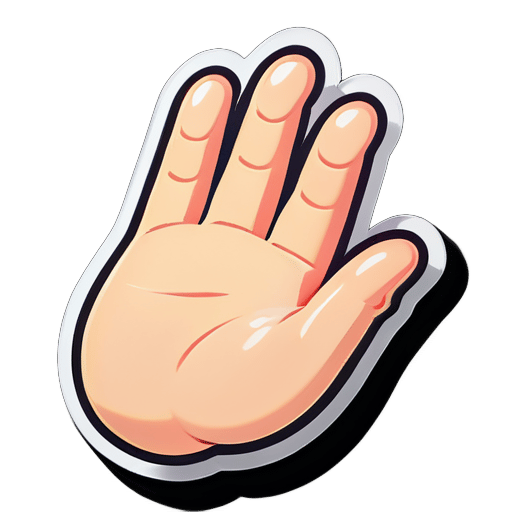 chubby hand waving byebye，in nintendo style sticker