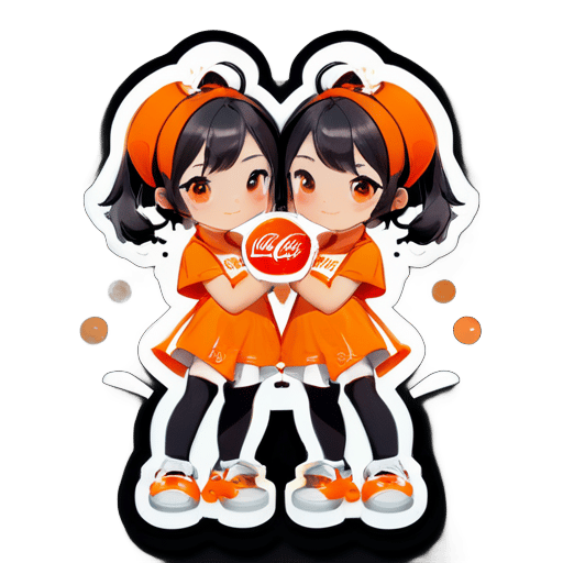 可樂和橙子，是兩個女孩的小名，一對好姐妹，小名有著美好的寓意，可樂是妹妹，橙子是姐姐，可橙，又有可以成功的意思 sticker