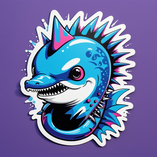 Punk-Delfin mit Stachelhalsband sticker