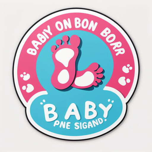 带着可爱的小脚印的"宝宝在车上" sticker
