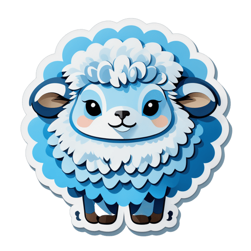 Chú cừu mềm mịn màu xanh da trời sticker