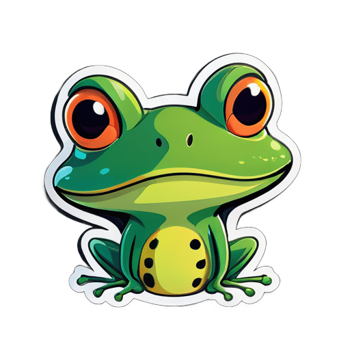 这是一个卡通肖像搞笑幼儿园素描绘制的高瘦有趣的青蛙样生物的插图 sticker