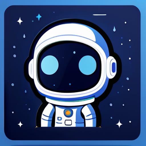 Astronaut avatar on Nintendo style, drawn in one stroke, deep blue sticker