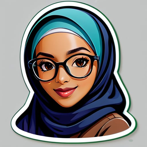 戴眼鏡和頭巾的伊莉莎穆斯林女士 sticker