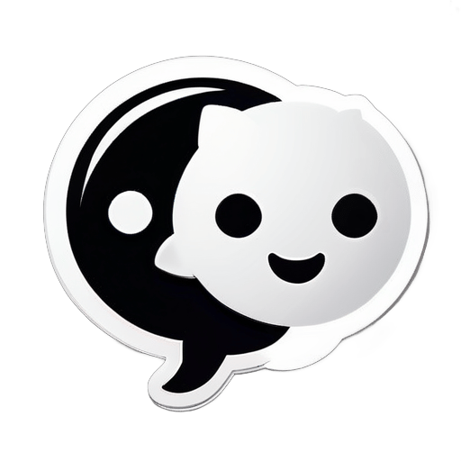 Icône pour application de chat blanc et noir sticker