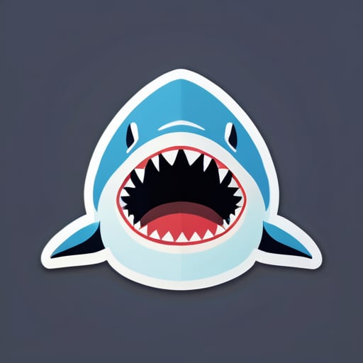鲨鱼正脸，正视前方，对称的，简约的，帅气的 sticker