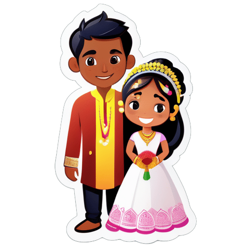 Myanmarisches Mädchen namens Thinzar heiratet indischen Mann mit indischem Ritual sticker