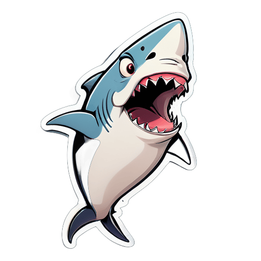 Ceci est une illustration d'un portrait de dessin animé amusant de créature ressemblant à un requin drôle, dessiné dans un style de croquis de nursery. sticker