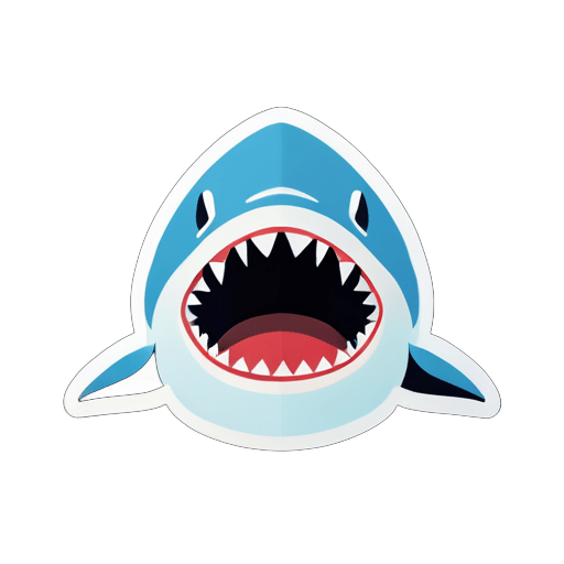 Tiburón de frente, mirando hacia adelante, simétrico, simple, guapo sticker