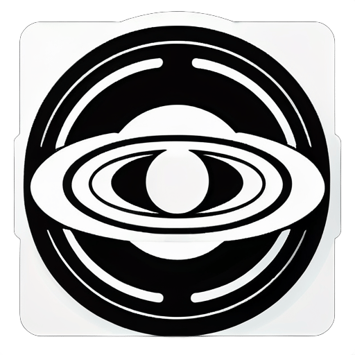 Saturn sur le style Nintendo, symboles de formes rondes et carrées, uniquement, en noir et blanc sticker