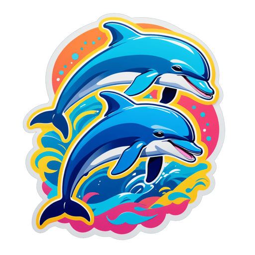 Doowop Delphin mit Begleitgruppe sticker