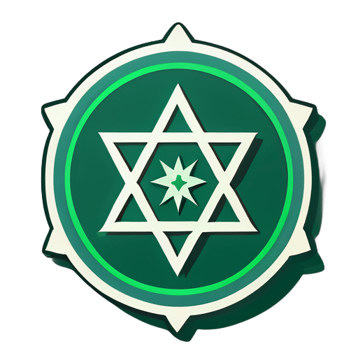 sceau magique, hexagramme unicursal, sortilège, sacré, secret, vert, sticker
