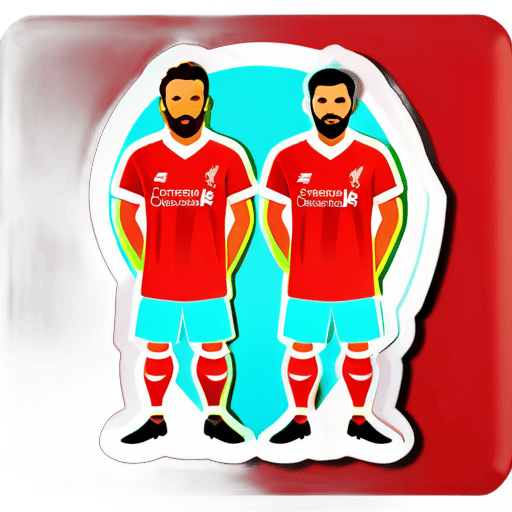 Trois hommes portant des tenues de football de Liverpool entièrement rouges sticker