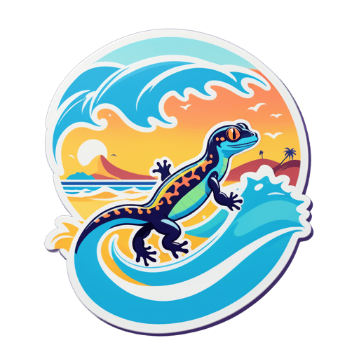 Surf Salamander with Beach Backdrop sticker