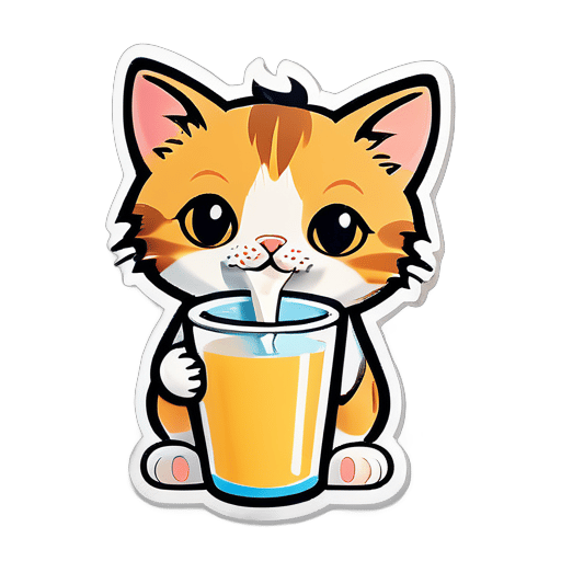 cat drinking milk
 sticker