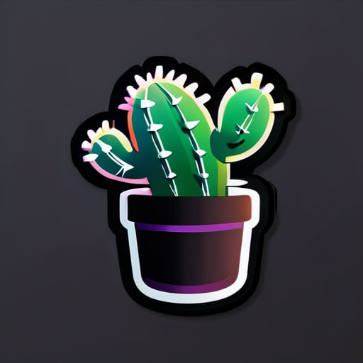 logo de codage sombre avec un cactus sticker