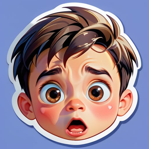 A boy making surprised face sticker