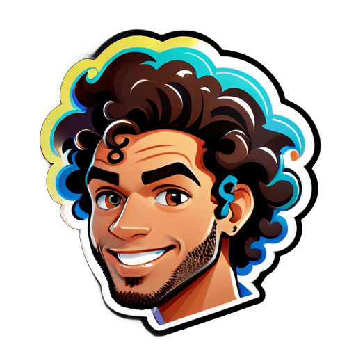 electronics,business and entrepreneur intrested guy with curly hair sticker