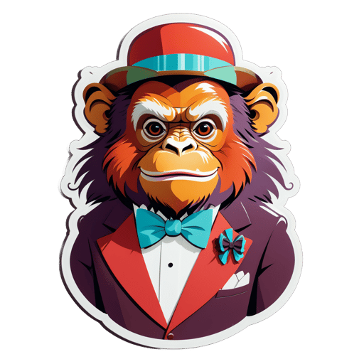 Orangután de ópera con corbata de moño sticker