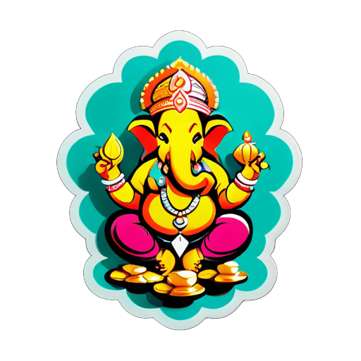 Lord Ganesha with more Money sticker