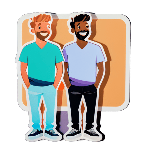 Three male friends hanging out
 sticker