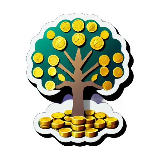 Une structure en forme d'arbre composée de pièces de monnaie sticker