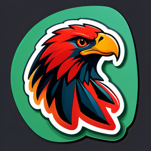 创建一个游戏标志，带有红色鹰和非洲印花 sticker