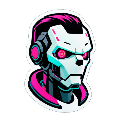 Cyberpunk, robots, one-body sticker