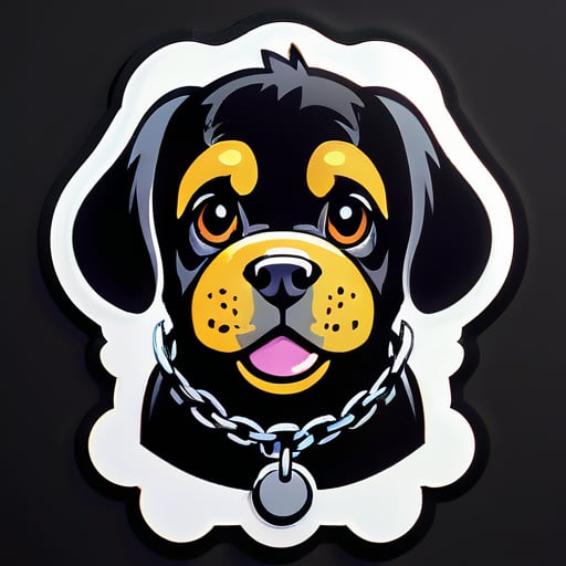 一只狗，带着狗链，黑色 sticker
