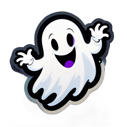 friendly ghost zooming out of trouble
 sticker