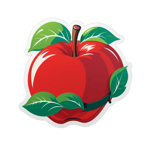 Manzana roja madurando en un árbol sticker