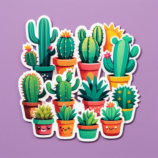 Collection de Cactus Mignons sticker