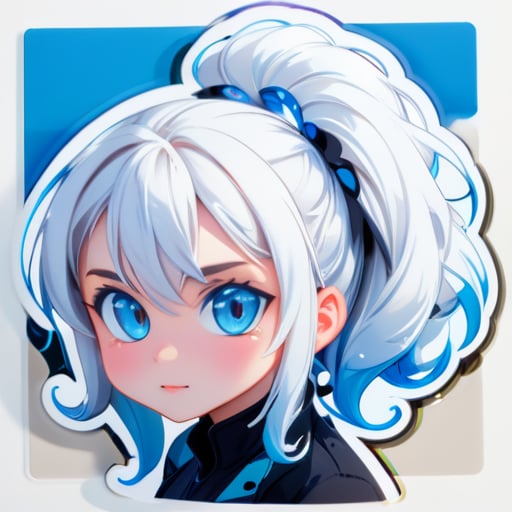 Five Wus with blue transparent eyes and white hair sticker