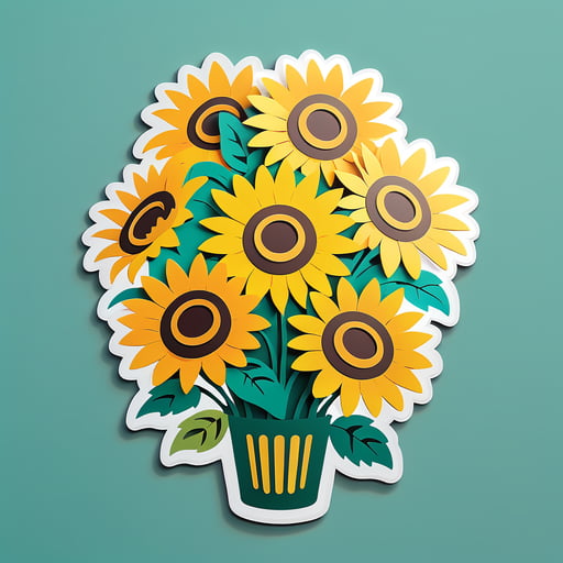 Joyful Sunflower Bouquet sticker