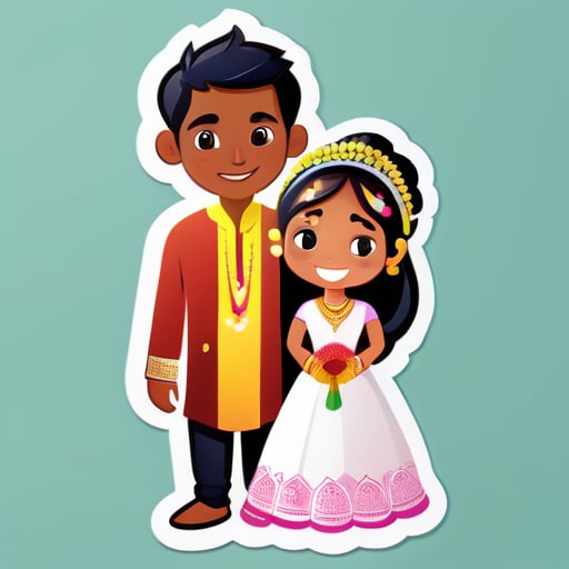 Myanmarisches Mädchen namens Thinzar heiratet indischen Mann mit indischem Ritual sticker