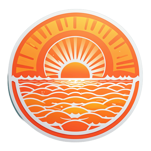 Puesta de sol naranja sobre el océano sticker