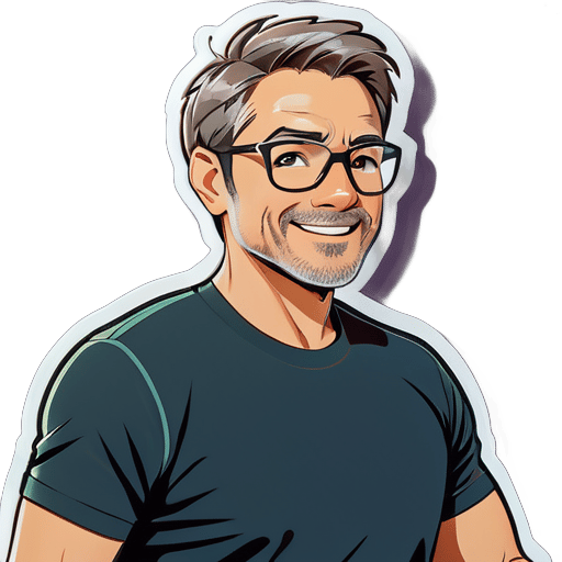 Fitness, wearing glasses, inch hair, handsome middle-aged man sticker