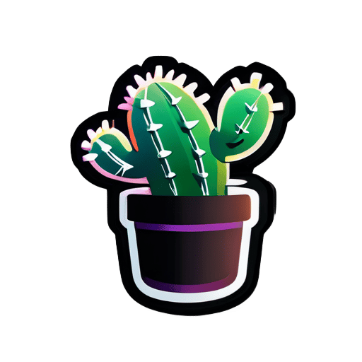 dark  coding logo with cactus sticker