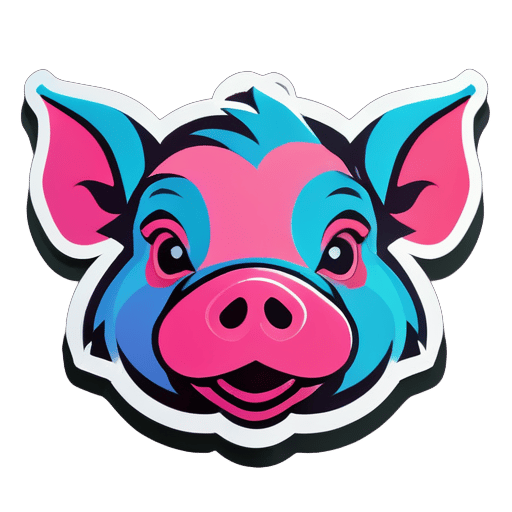 A pig head sticker