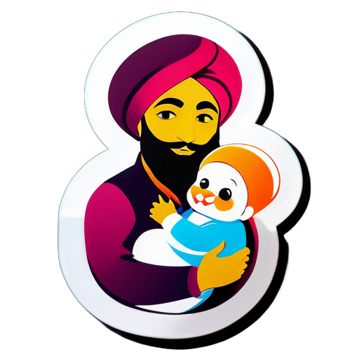 sikh avec bébé sticker