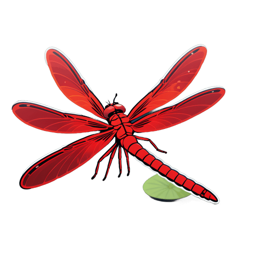 Rote Libelle schwebt über einem Teich sticker