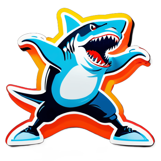 Dancing shark hip hop sticker