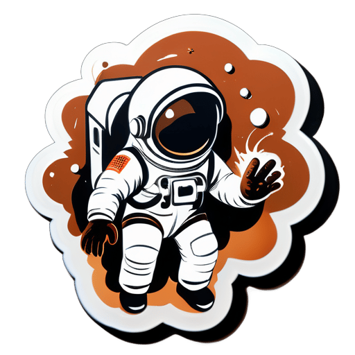 astronauta explota una sustancia marrón desde sus mejillas traseras sticker